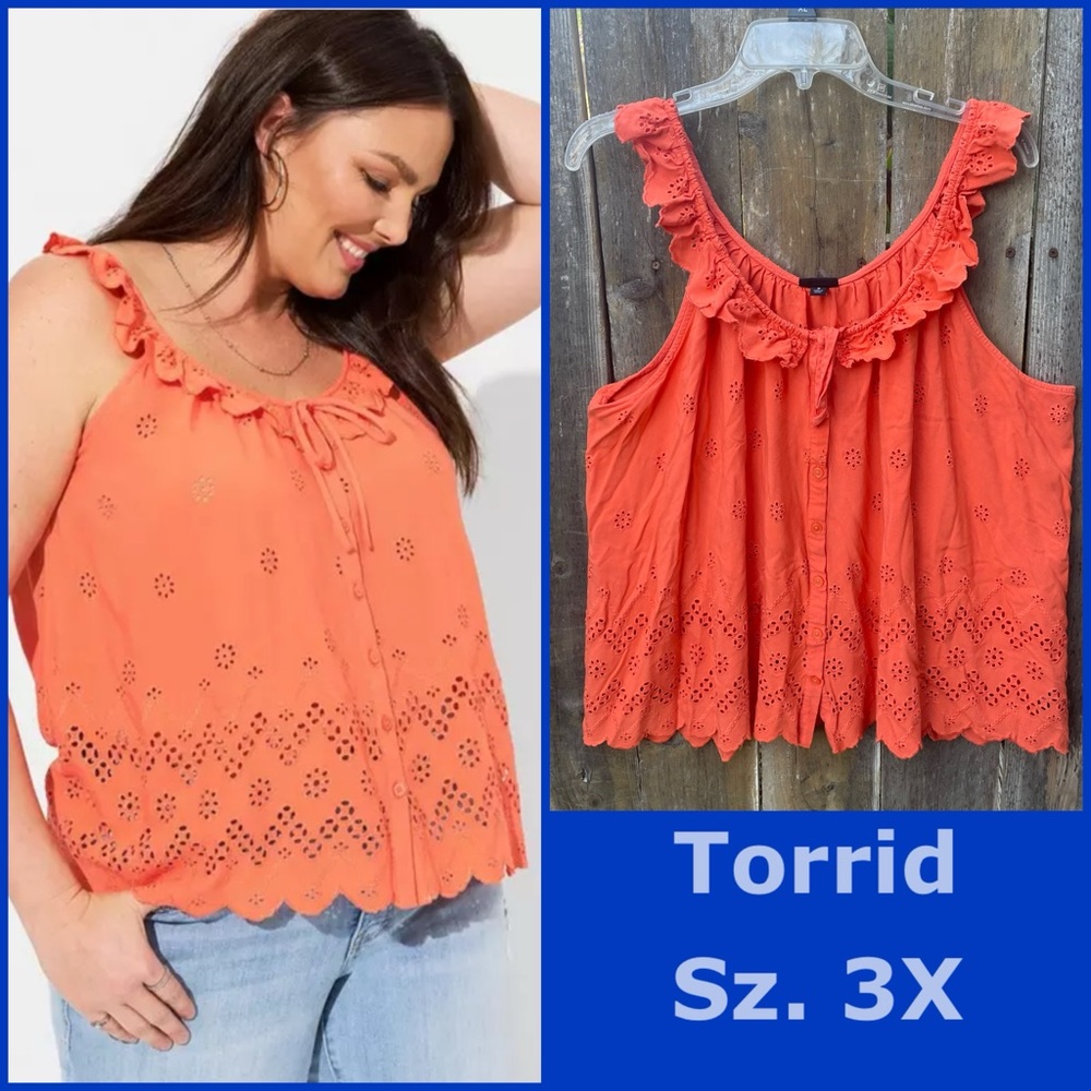 Torrid Eyelet Ruffle TieFront Tank Top Sz. 3 (22/24)